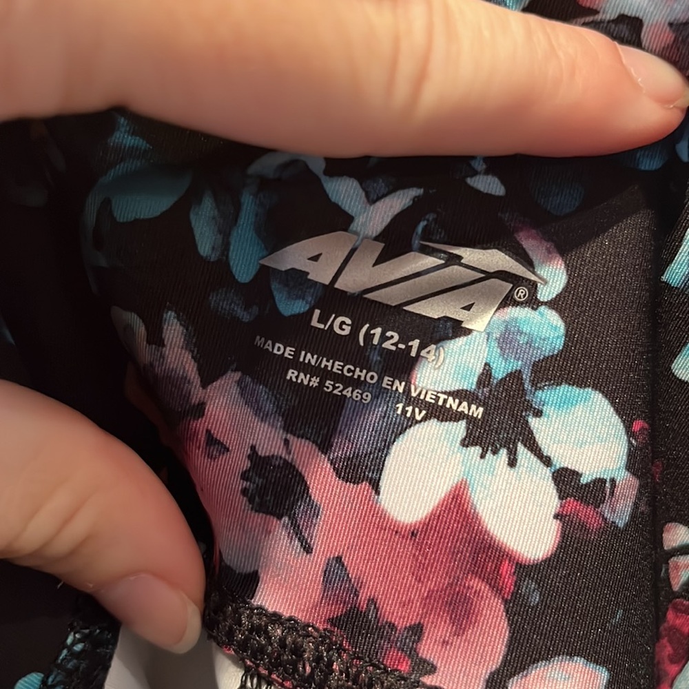 New Avia Floral Workout Running Yoga Leggings Size Large 12-14 NWT - Picture 5 of 6
